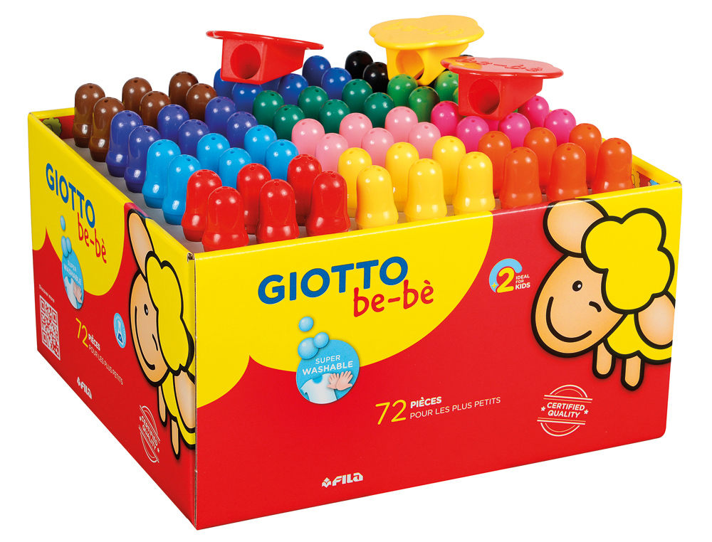 Classpack crayons de couleur maxi be be giotto 10cm mine   7mm 72 unites et 3 tailles    crayons offerts coloris