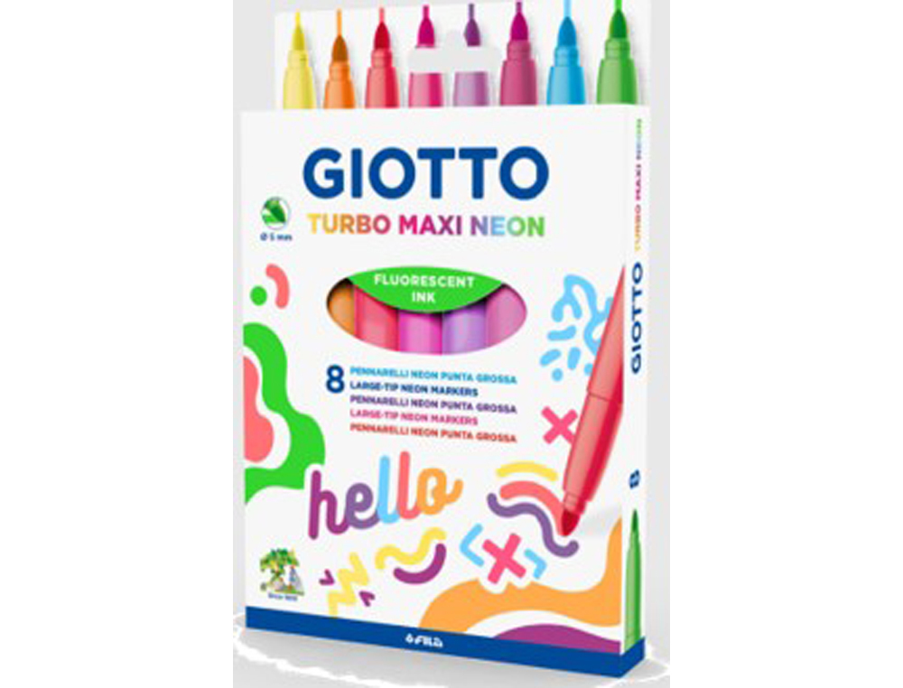 Pochette feutres turbo maxi giotto encre lavable 8 unites coloris fluos assortis