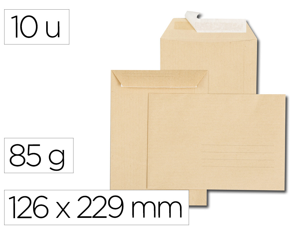 Pochette gpv kraft recycle c5 162x229mm 85g sans fenetre zone adressage patte auto-adhesive paquet 10 unites