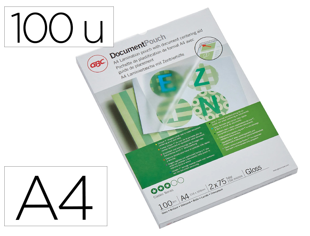 Pochettes plastification gbc a4 80 microns boite de 100    unites