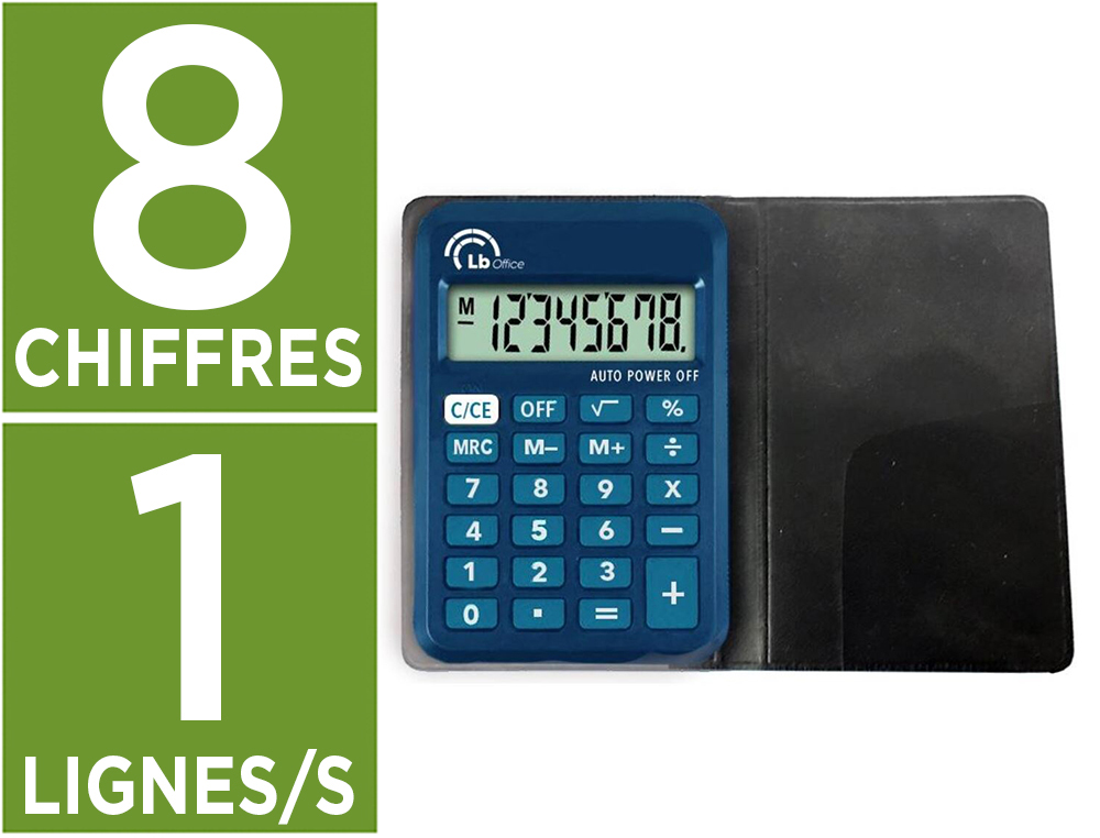 Calculatrice easy lb office a rabat format compact 8        chiffres arret automatique    coloris assortis