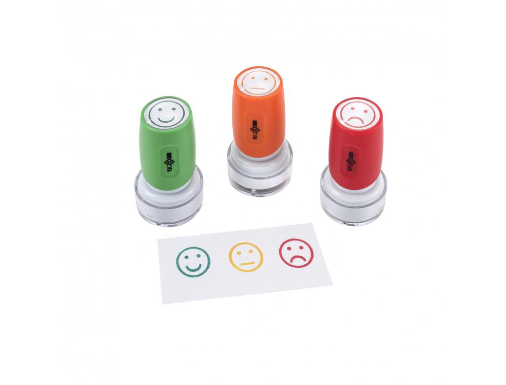 Lot tampons d evaluation wonday motifs tetes           emoticones 5000 impressions   non rechargeables 3 unites