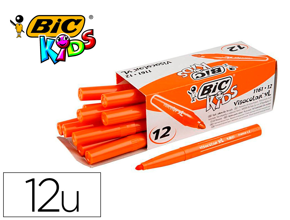 Feutre bic kids visacolor xl encre lavable pointe large    bloquee coloris orange