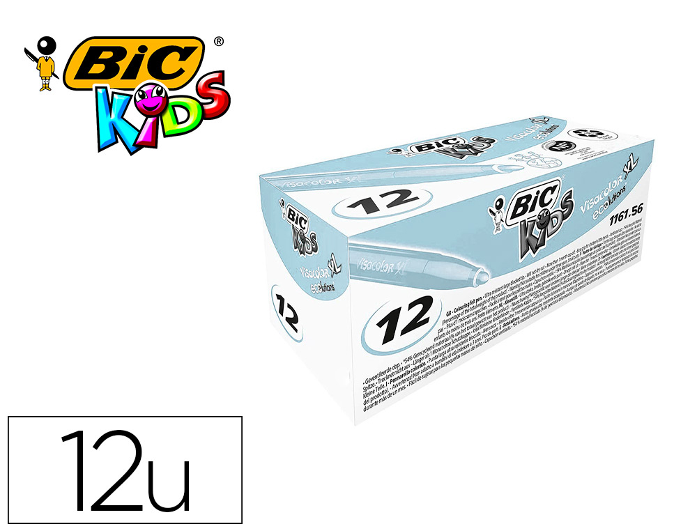 Feutre bic kids visacolor xl encre lavable pointe large    bloquee coloris bleu clair
