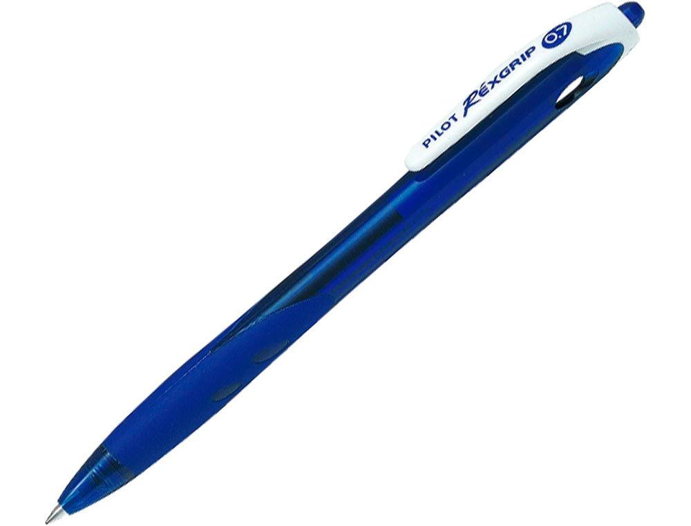 Stylo-bille pilot rexgrip écriture 0.7mm encre ultra douce corps caoutchouté rétractable rechargeable couleur bleu