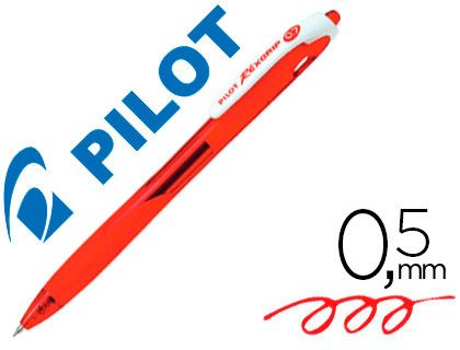 Stylo-bille pilot rexgrip écriture 0.5mm encre ultra douce corps caoutchouté rétractable rechargeable couleur rouge
