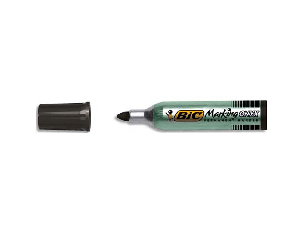 Marqueur bic permanent onyx marker 1482 pointe ogive tracé 4mm tous supports corps métal noir