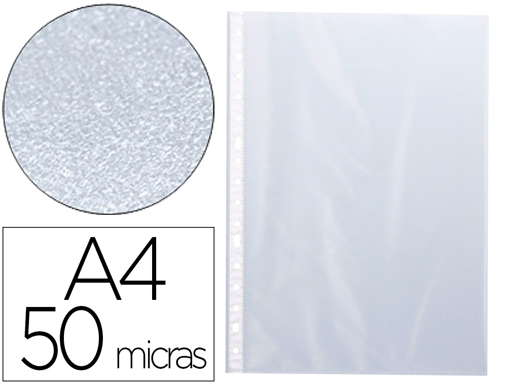 Pochette q-connect polypropylène grainé 5/100e eco perforée antistatique a4 210x297mm sachet 100 unités