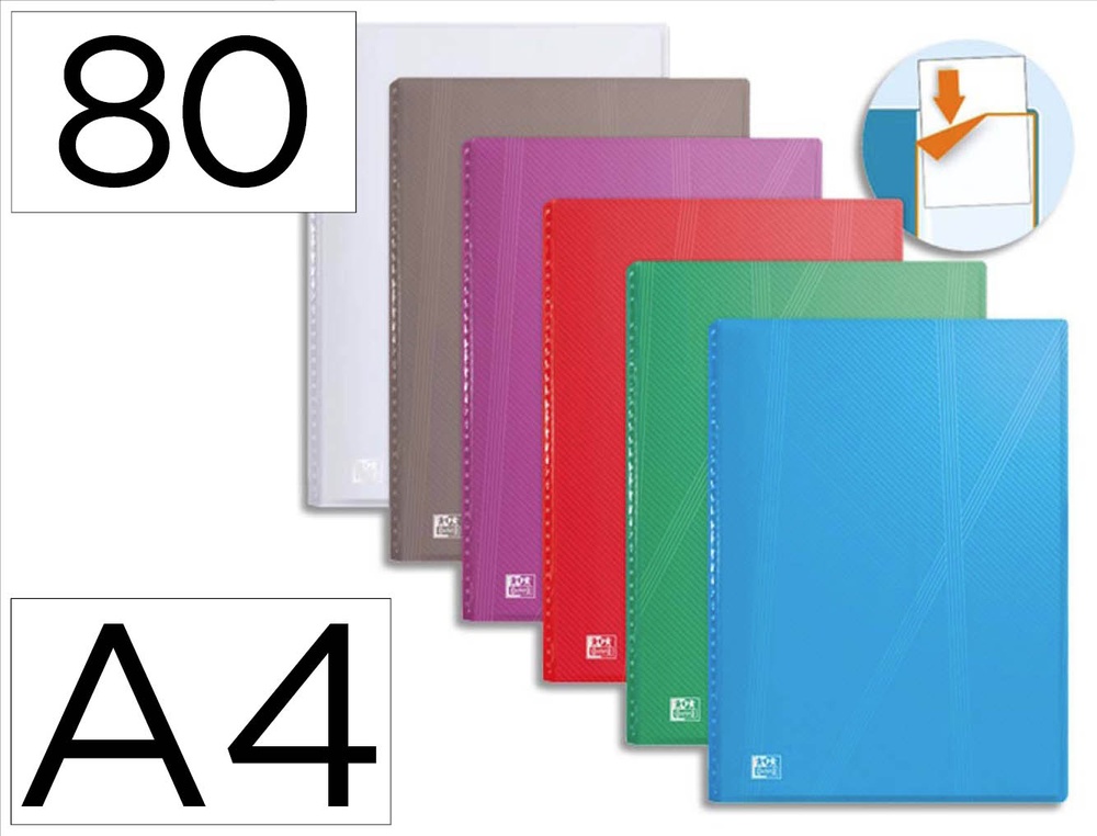 Protège-documents elba hawaï polypropylène couverture rigide a4 porte-étiquette 80 pochettes 160 vues coloris assortis