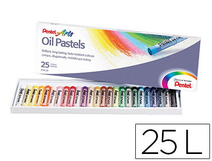 Pastel huile pentel corps rond enrobage papier non salissant diamètre 8mm boîte 25 unités