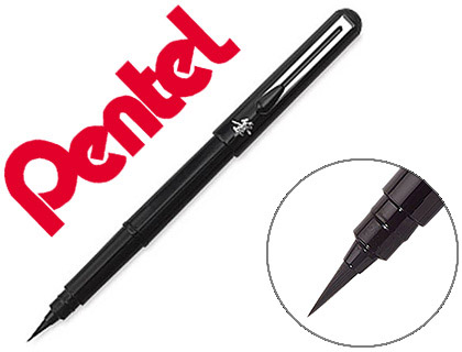 Feutre dessin pentel pocket brush pointe pinceau et recharge cartouche encre noire pigments sous pochette