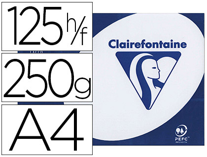 Papier clairefontaine clairalfa extra blanc a4 250g/m2 blancheur 170 opacité 93 rigidité 135 toucher satiné 125 feuilles
