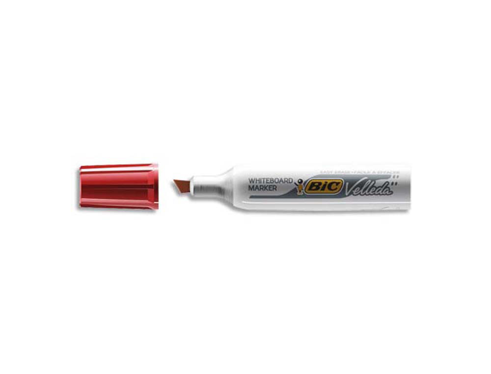 Marqueur bic velleda 1781 effaçable pointe biseautée 2mm écriture 3/5mm encre cétone corps métal capuchon ventilé rouge