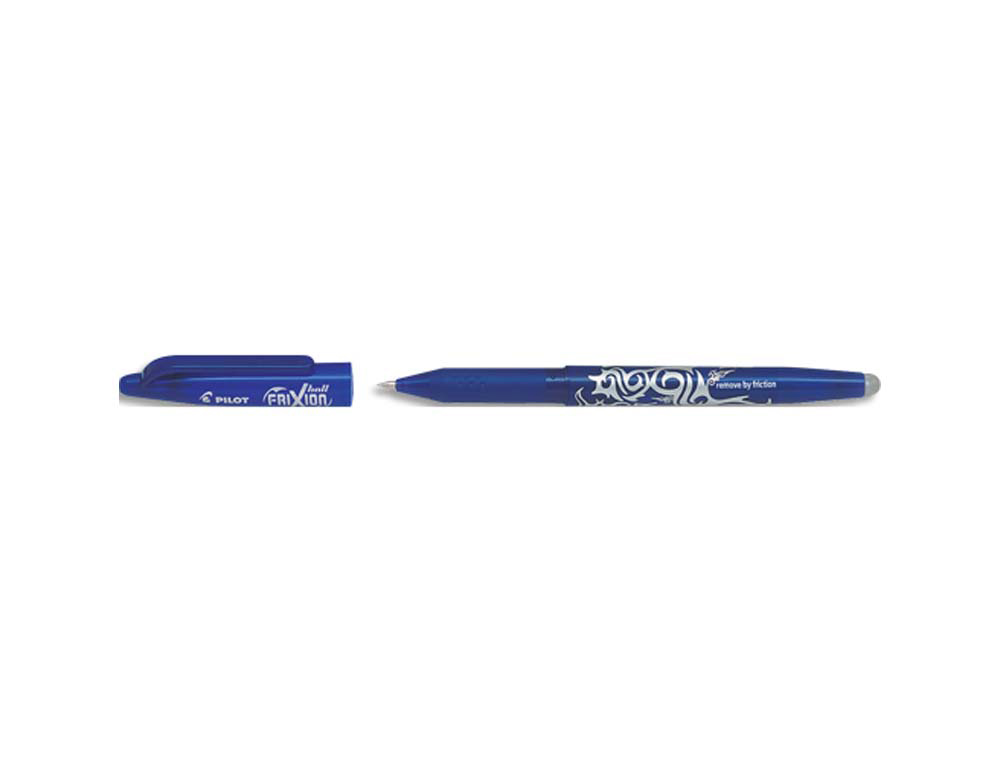 Roller pilot frixion ball écriture moyenne 0.7mm encre effaçable grip préhension rechargeable gomme sertie coloris bleu