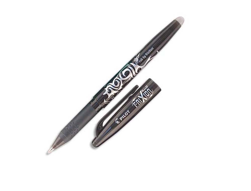Roller pilot frixion ball écriture moyenne 0.7mm encre effaçable grip préhension rechargeable gomme sertie coloris noir