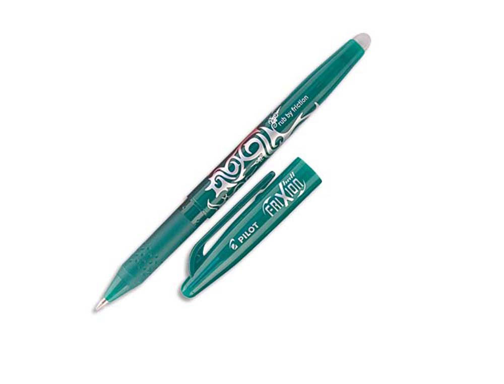 Roller pilot frixion ball écriture moyenne 0.7mm encre effaçable grip préhension rechargeable gomme sertie coloris vert