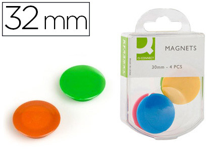 Aimant q-connect diamètre 25mm affichage signalisation toutes surfaces métalliques coloris assortis boîte 4 unités