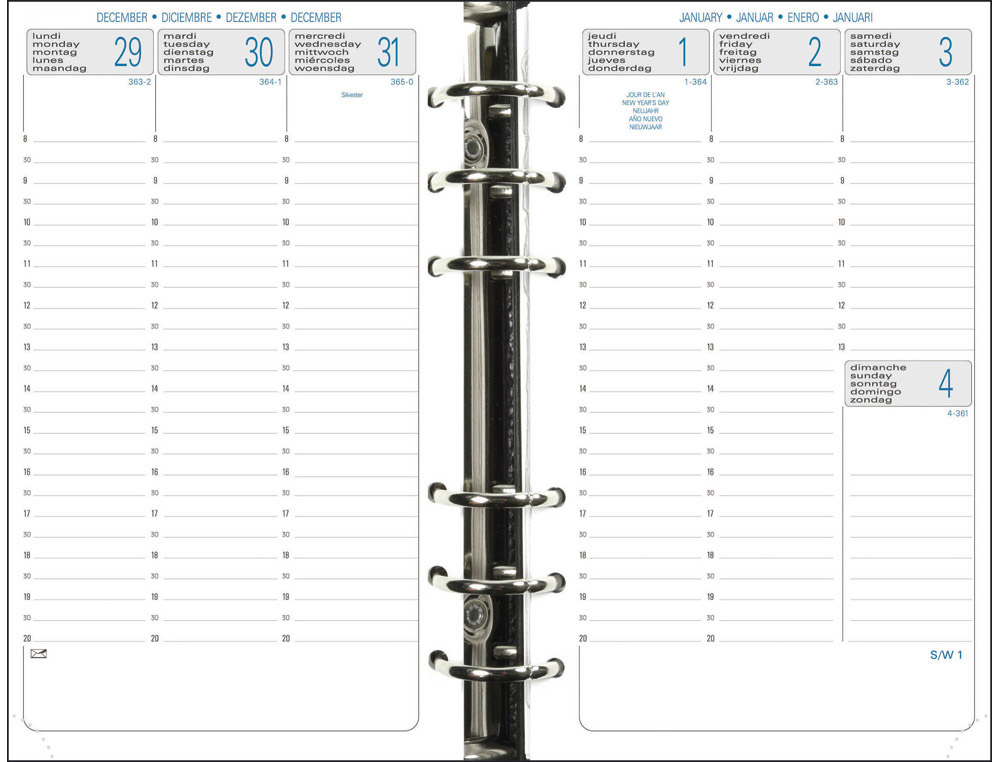 Recharge agenda exacompta exatime 17 millesime 16 mois  sept a dec 1 semaine 2 pages  vertical 10,5x17,2 cm