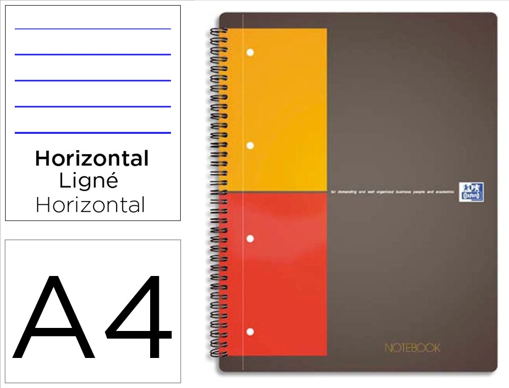 Cahier notebook oxford optik paper couverture rigide a4+ 21x32cm 160 pages ligné feuilles détachables perforées orange
