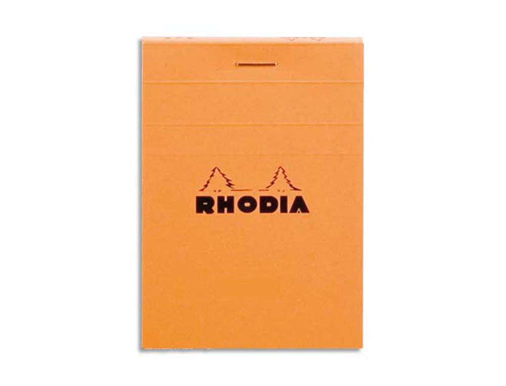 Bloc bureau rhodia a7+ papier vélin surfin couverture enduite enveloppante 85x120mm 80f détachables 80g 5x5mm orange