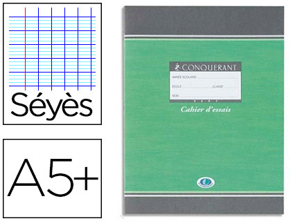 Cahier essais piqué conquérant sept couverture offset tables de calcul 17x22cm 96 pages 60g