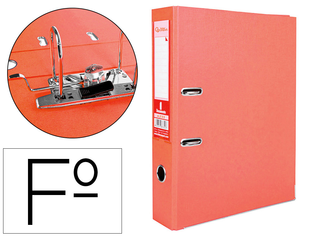 Classeur levier liderpapel documenta a4+ carton remborde dos 75mm rado metallique      coloris rouge