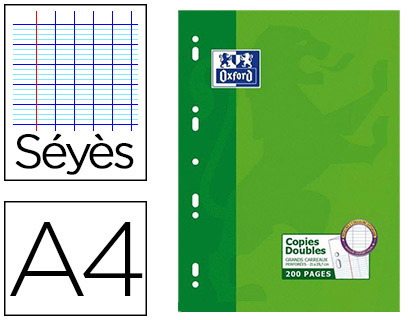 Copie double oxford a4 210x297mm 200p séyès perforées
