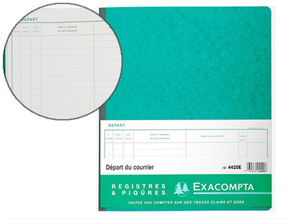Registre piqué exacompta courrier départ 320x270mm 80 pages