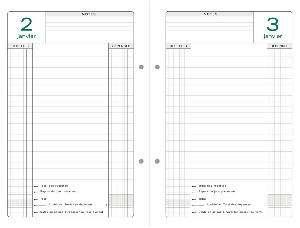 Recharge agenda exacompta perpetuel caisse 16x24 cm