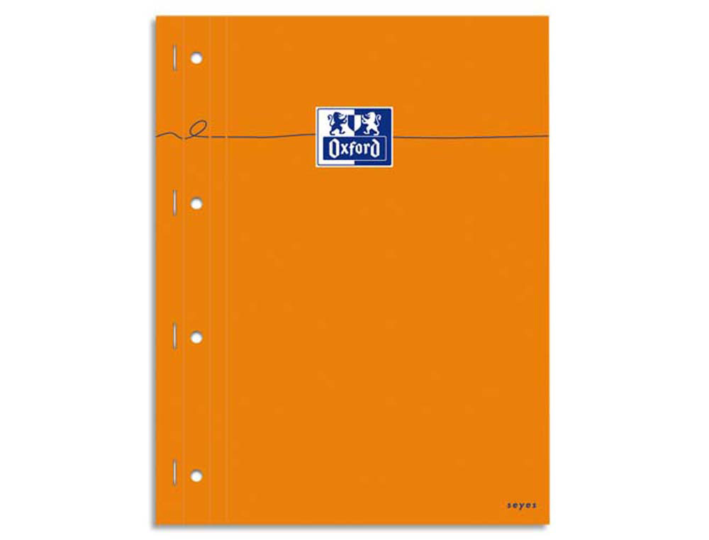 Bloc bureau oxford a4+ 210x320mm papier vélin surfin agrafé côté détachable couverture enveloppante 80f 80g séyès orange
