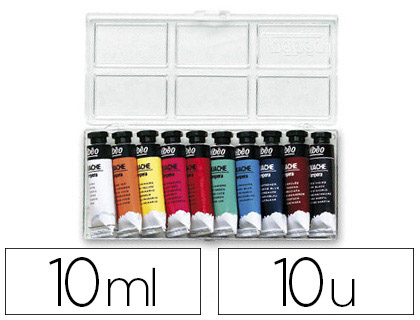Gouache pébéo couleurs lumineuses fort pouvoir couvrant coloris assortis boîte 10 tubes 10ml