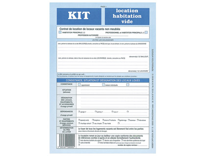 Kit contrat location habitation vide weber diffusion 8 pages location caution état lieux entrée et sortie
