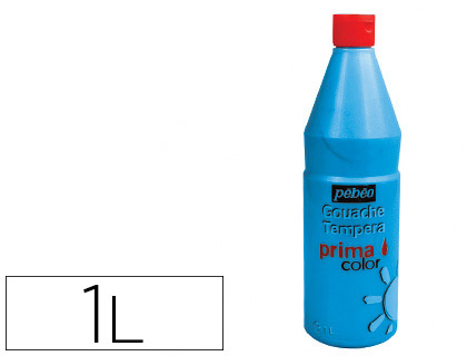 Gouache pébéo primacolor liquide inodore onctueuse application facile coloris bleu flacon 1000ml