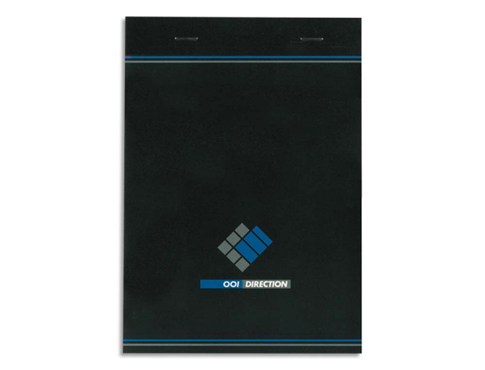 Bloc bureau conquerant sept direction agrafé en tête couverture noir verni 210x297mm 70g 5x5 200pages détachables