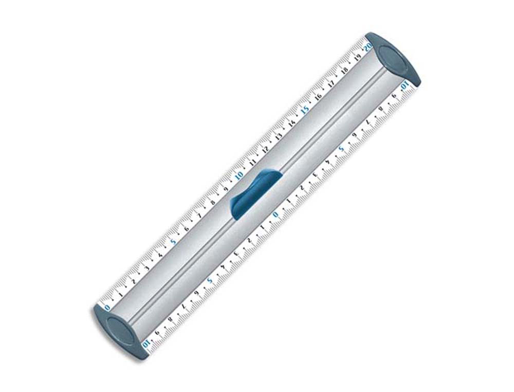 Règle maped 20cm double décimètre embouts protect system anti-bruit aluminium anodisé résistance optimale