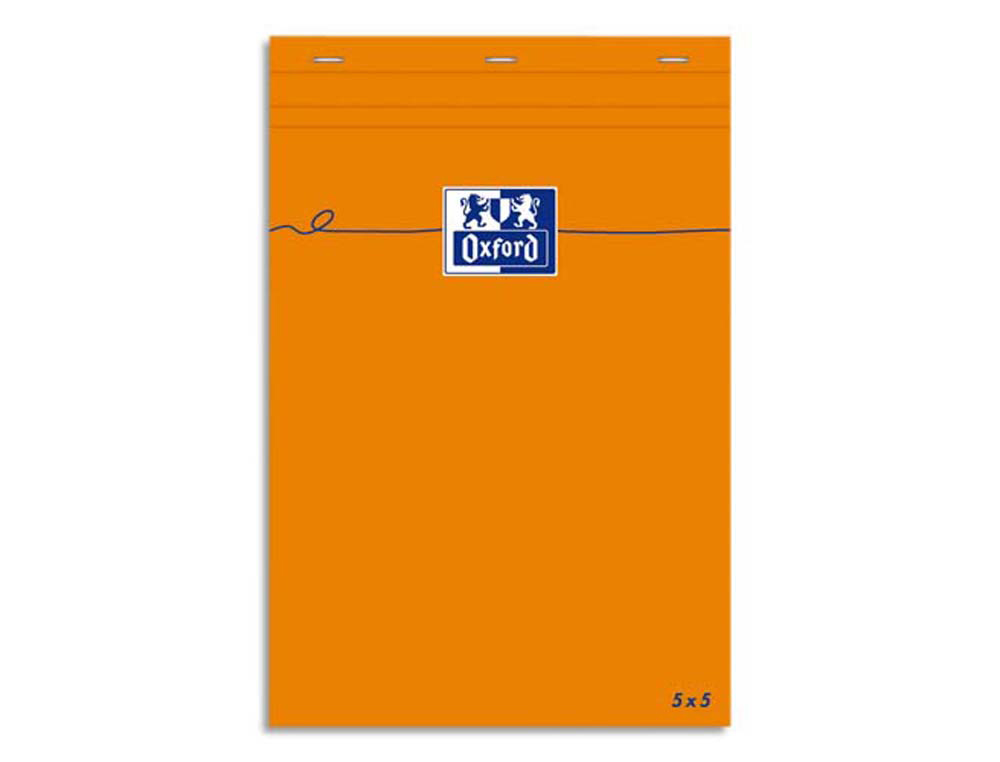 Bloc bureau oxford a7 papier vélin surfin agrafé en tête couverture enveloppante 74x105mm 80f 80g 5x5 coloris orange