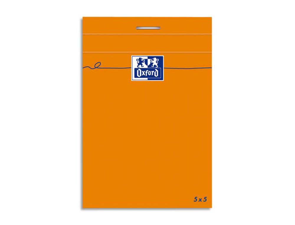 Bloc bureau oxford papier a6 vélin surfin agrafé en tête couverture enveloppante 105x148mm 80f 80g 5x5mm coloris orange