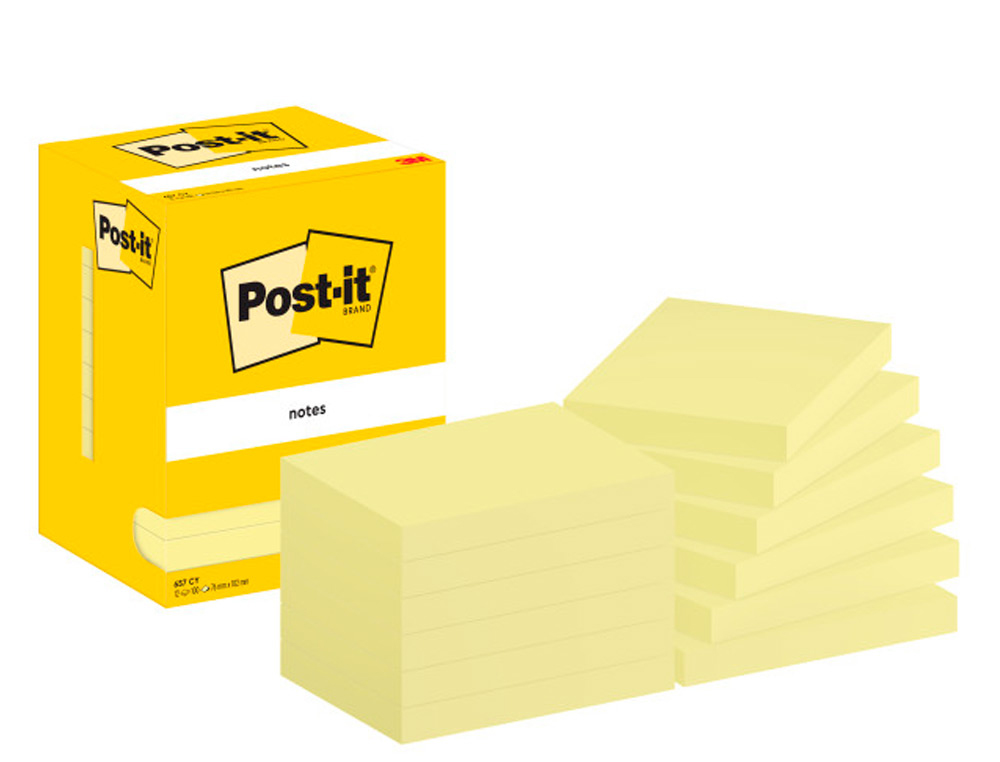 Bloc-notes post-it 657 102x76mm repositionnables coloris jaune  7100290168