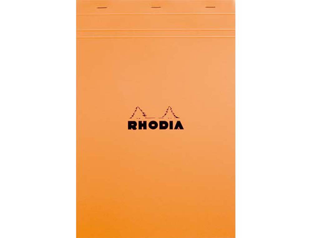 Bloc bureau rhodia a4+ papier vélin surfin couverture enduite enveloppante 210x320mm 80f détachables 80g 5x5mm orange