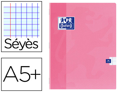 Cahier piqué oxford couverture pelliculée lavable a5+ 17x22cm 96 pages 90g séyès