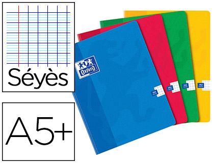 Cahier oxford brochure souple optik paper couverture pelliculée lavable a5+ 17x22cm 192 pages 90g séyès