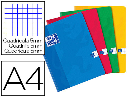 Cahier oxford brochure souple optik paper couverture pelliculée lavable a4 21x29,7cm 192 pages 90g 5x5mm