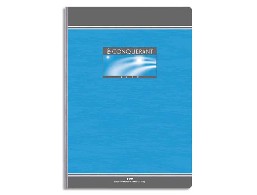 Cahier broché conquérant sept couverture offset a5+ 17x22cm 192 pages 70g séyès