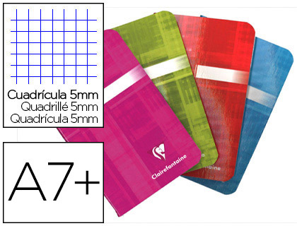 Carnet piqué clairefontaine papier vélin velouté couverture pelliculée lavable 9x14cm 96 pages 90g 5x5mm