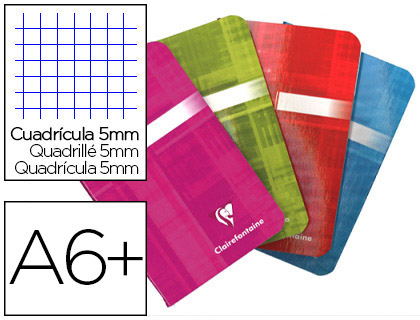 Carnet piqué clairefontaine papier vélin velouté couverture pelliculée lavable 11x17cm 96 pages 90g 5x5mm