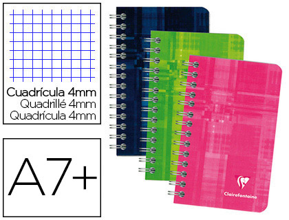 Carnet clairefontaine reliure intégrale papier vélin velouté couverture pelliculée lavable 7,5x12cm 100 pages 90g 4x4mm