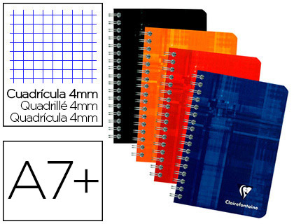 Carnet clairefontaine reliure intégrale papier vélin velouté couverture pelliculée lavable 9x14cm 180 pages 90g 5x5mm