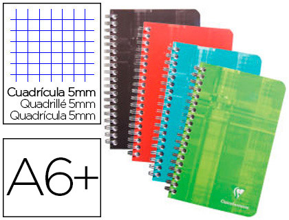 Carnet clairefontaine reliure intégrale papier vélin velouté couverture pelliculée lavable 11x17cm 180 pages 90g 5x5mm