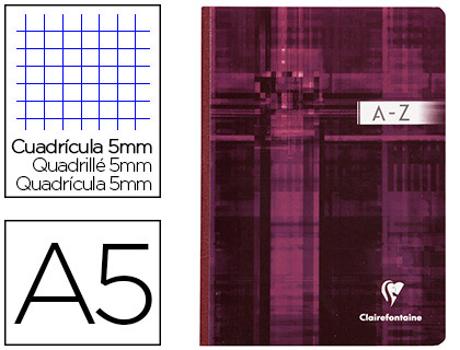 Répertoire clairefontaine brochure souple papier vélin velouté couverture lavable a5 148x210mm 192 pages 90g 5x5mm