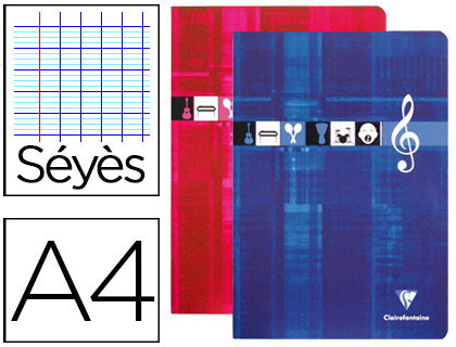 Cahier musique chant piqué clairefontaine papier vélin velouté couverture pelliculée a4 21x29,7cm 48 pages 90g 24 séyès